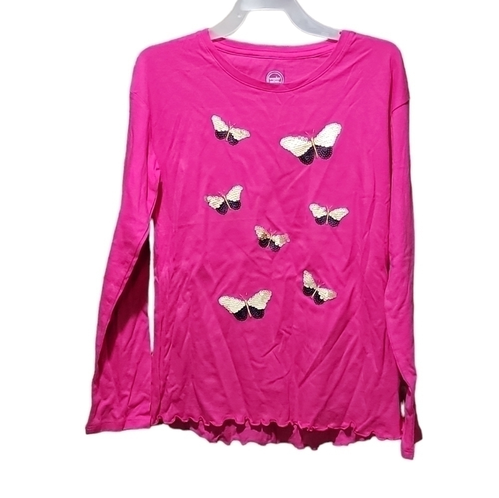 5/$25 Wonder Nation size large pink long sleeve butterfly shirt